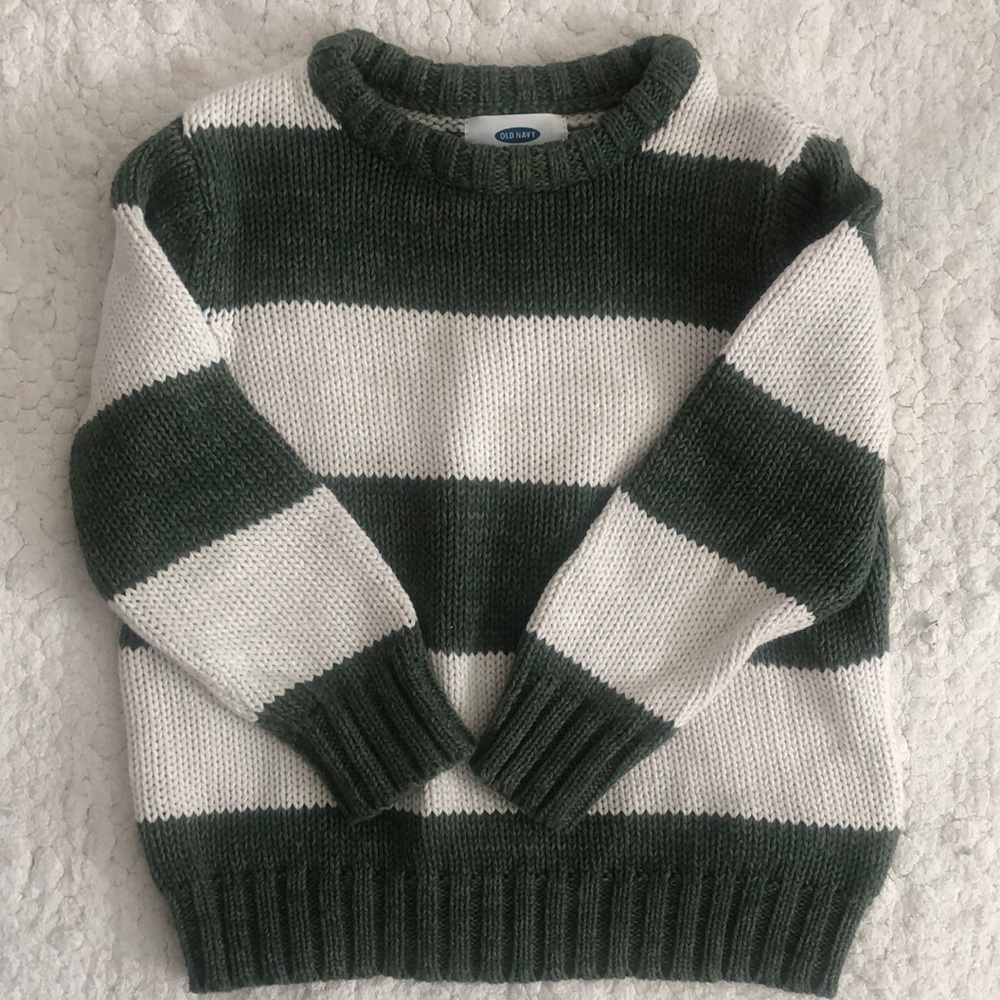 Old Navy green/off white striped sweater sz 3T